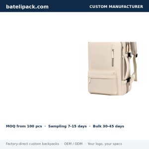Business Backpack with Water-Resistant, Large Capacity, Padded Laptop Compartment — Custom Logo & OEM