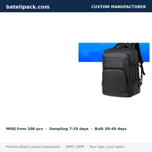 Business Backpack with Large Capacity, Padded Laptop Compartment, Outdoor Use — Custom Logo & OEM