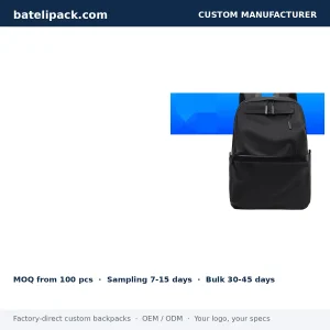 Business Backpack with Large Capacity, Padded Laptop Compartment, Travel Use — Custom Logo & OEM