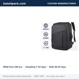 Business Backpack with Large Capacity, Padded Laptop Compartment, School Use — Custom Logo & OEM