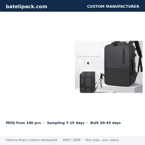Business Backpack with Large Capacity, Padded Laptop Compartment, Breathable Back Panel — Custom Logo & OEM