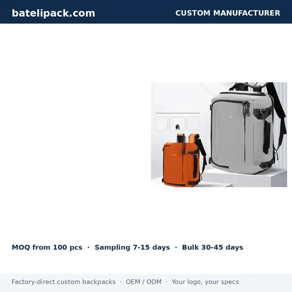 Business Backpack with Large Capacity, Padded Laptop Compartment — Custom Logo & OEM