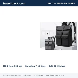 Business Backpack with Water-Resistant, Large Capacity, Padded Laptop Compartment — Custom Logo & OEM