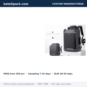 Business Backpack with Padded Laptop Compartment, Travel Use — Custom Logo & OEM