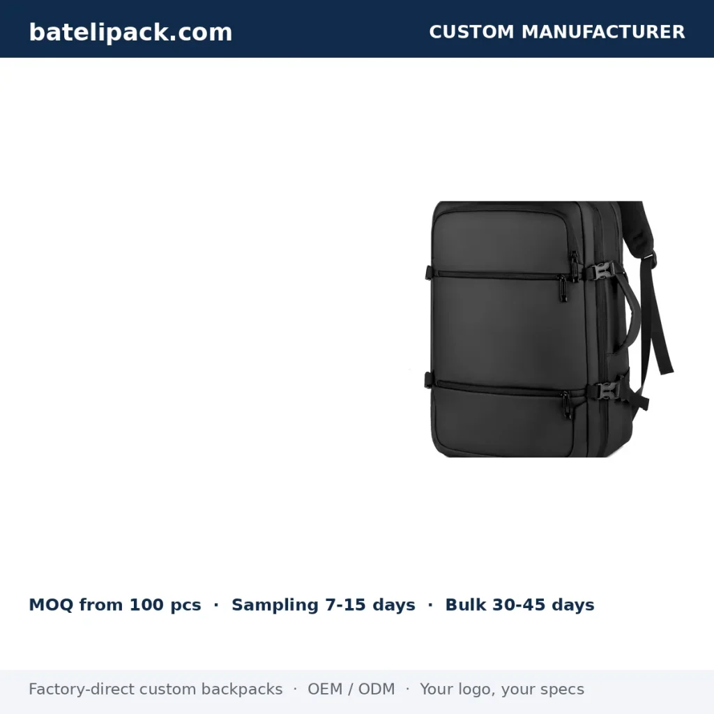 Business Backpack with Large Capacity, Padded Laptop Compartment — Custom Logo & OEM