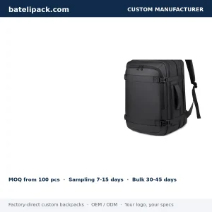 Business Backpack with Large Capacity, Padded Laptop Compartment, Travel Use — Custom Logo & OEM