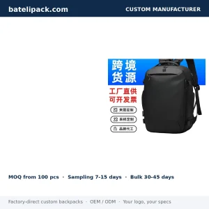 Business Backpack with Large Capacity, Padded Laptop Compartment — Custom Logo & OEM