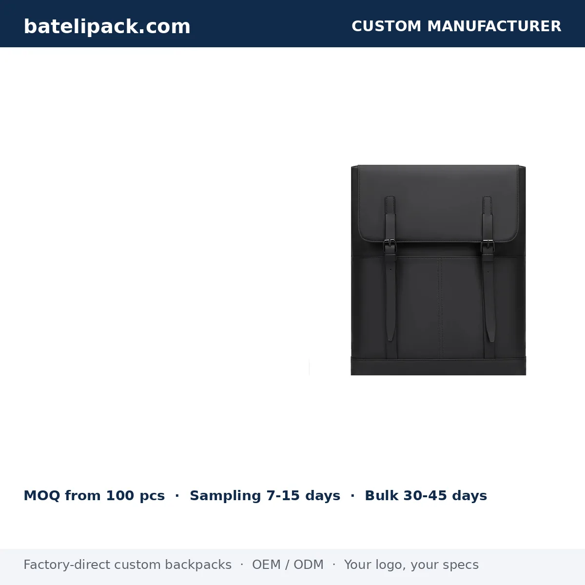 Business Backpack with Large Capacity, Padded Laptop Compartment, Travel Use — Custom Logo & OEM