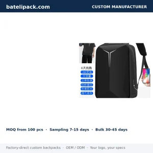 Business Backpack with Water-Resistant, Padded Laptop Compartment, School Use — Custom Logo & OEM