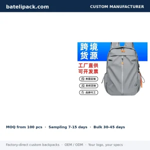 Business Backpack with Padded Laptop Compartment, Travel Use — Custom Logo & OEM