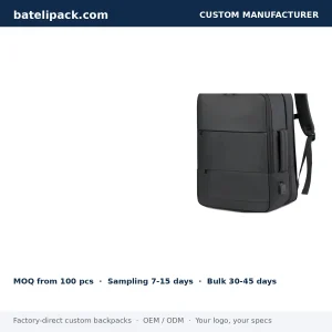 Business Backpack with Large Capacity, Padded Laptop Compartment, Outdoor Use — Custom Logo & OEM