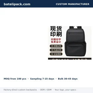 Business Backpack with Water-Repellent, Large Capacity, Padded Laptop Compartment — Custom Logo & OEM