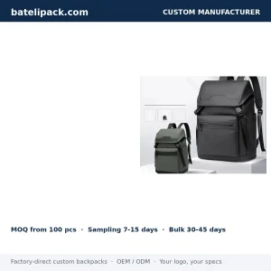 Business Backpack with Water-Resistant, Large Capacity, Padded Laptop Compartment — Custom Logo & OEM