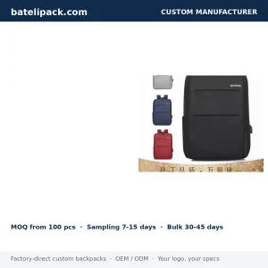 Business Backpack with Large Capacity, Padded Laptop Compartment, School Use — Custom Logo & OEM