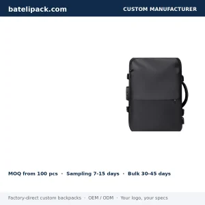 Business Backpack with Padded Laptop Compartment, Lightweight, Travel Use — Custom Logo & OEM