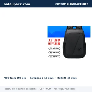 Business Backpack with Large Capacity, Padded Laptop Compartment — Custom Logo & OEM