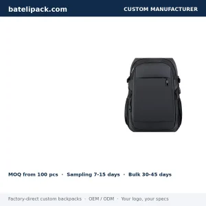 Business Backpack with Water-Resistant, Large Capacity, Padded Laptop Compartment — Custom Logo & OEM