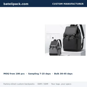 Business Backpack with Water-Resistant, Large Capacity, Padded Laptop Compartment — Custom Logo & OEM