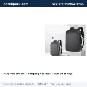 Business Backpack with Water-Resistant, Large Capacity, Padded Laptop Compartment — Custom Logo & OEM