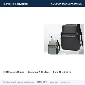 Business Backpack with Water-Resistant, Large Capacity, Padded Laptop Compartment — Custom Logo & OEM