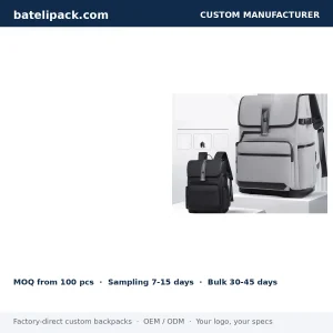 Business Backpack with Large Capacity, Padded Laptop Compartment, Travel Use — Custom Logo & OEM