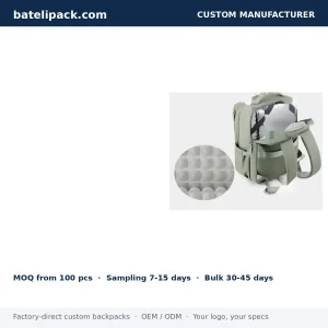Business Backpack with Large Capacity, Padded Laptop Compartment, Travel Use — Custom Logo & OEM