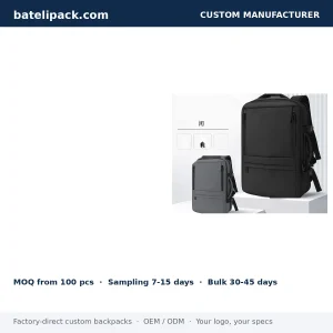 Business Backpack with Water-Resistant, Large Capacity, Padded Laptop Compartment — Custom Logo & OEM