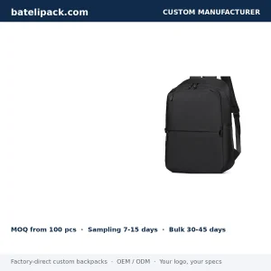 Business Backpack with Water-Repellent, Large Capacity, Padded Laptop Compartment — Custom Logo & OEM