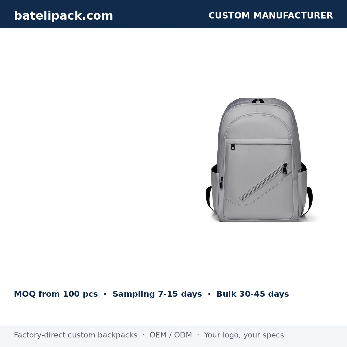 Business Backpack with Large Capacity, Padded Laptop Compartment, Custom Logo — Custom Logo & OEM