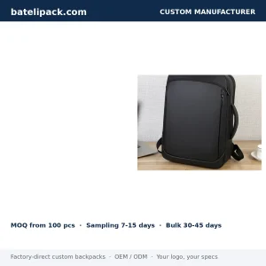 Business Backpack with USB Charging Port, Water-Repellent, Large Capacity — Custom Logo & OEM