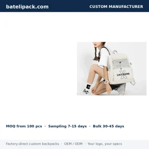 School Backpack with Water-Resistant, Large Capacity — Custom Logo & OEM