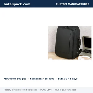 Business Backpack with Water-Resistant, Large Capacity, Padded Laptop Compartment — Custom Logo & OEM