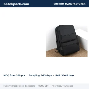Business Backpack with Large Capacity, Padded Laptop Compartment, Travel Use — Custom Logo & OEM