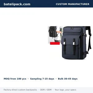 Business Backpack with Water-Repellent, Large Capacity, Padded Laptop Compartment — Custom Logo & OEM