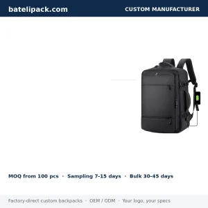 Business Backpack with Water-Repellent, Large Capacity, Padded Laptop Compartment — Custom Logo & OEM