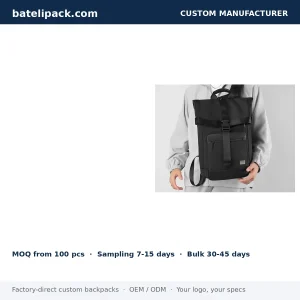 Business Backpack with Large Capacity, Padded Laptop Compartment, Abrasion-Resistant Fabric — Custom Logo & OEM