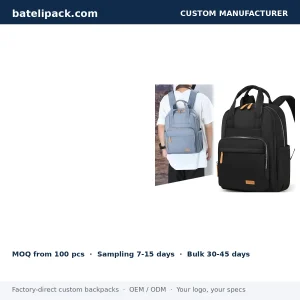 Business Backpack with Padded Laptop Compartment, Lightweight, Travel Use — Custom Logo & OEM