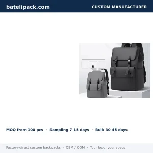 Business Backpack with Water-Resistant, Large Capacity, Padded Laptop Compartment — Custom Logo & OEM