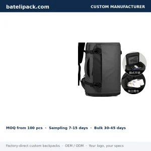 Business Backpack with USB Charging Port, Large Capacity, Breathable Back Panel — Custom Logo & OEM