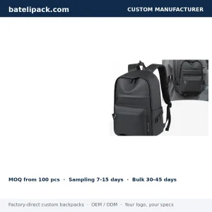 Business Backpack with Water-Repellent, Large Capacity, Padded Laptop Compartment — Custom Logo & OEM