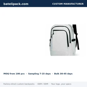 Business Backpack with Padded Laptop Compartment, Travel Use, School Use — Custom Logo & OEM