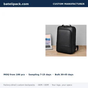 Business Backpack with Large Capacity, Padded Laptop Compartment, Travel Use — Custom Logo & OEM