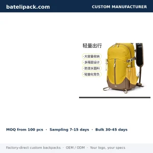 Travel Daypack with Water-Repellent, Water-Resistant, Large Capacity — Custom Logo & OEM