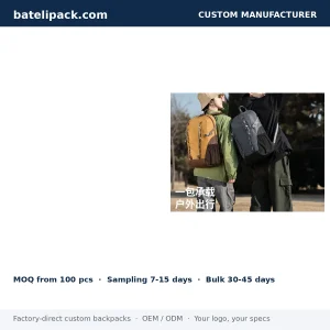 Travel Daypack with Water-Repellent, Large Capacity, Lightweight — Custom Logo & OEM