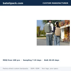 Business Backpack with Large Capacity, Padded Laptop Compartment, Travel Use — Custom Logo & OEM