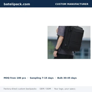 Business Backpack with Water-Repellent, Large Capacity, Padded Laptop Compartment — Custom Logo & OEM