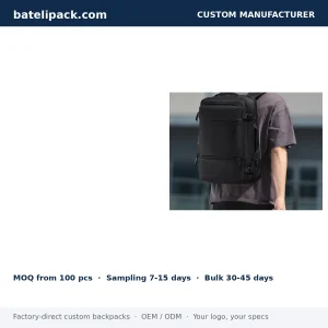 Business Backpack with Water-Repellent, Large Capacity, Padded Laptop Compartment — Custom Logo & OEM