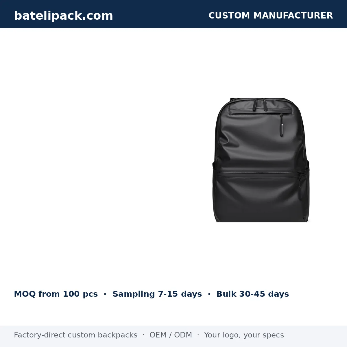 Business Backpack with Padded Laptop Compartment, Lightweight, Custom Logo — Custom Logo & OEM