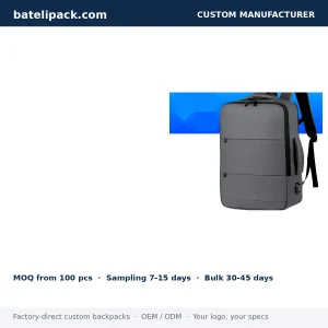 Business Backpack with Water-Repellent, Large Capacity, Padded Laptop Compartment — Custom Logo & OEM