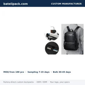 Business Backpack with Large Capacity, Padded Laptop Compartment — Custom Logo & OEM